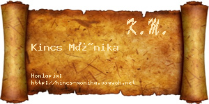 Kincs Mónika névjegykártya